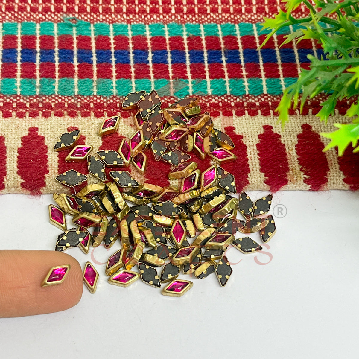 4x8mm Diamond Shape Glass Kundan Stones-100 Pcs