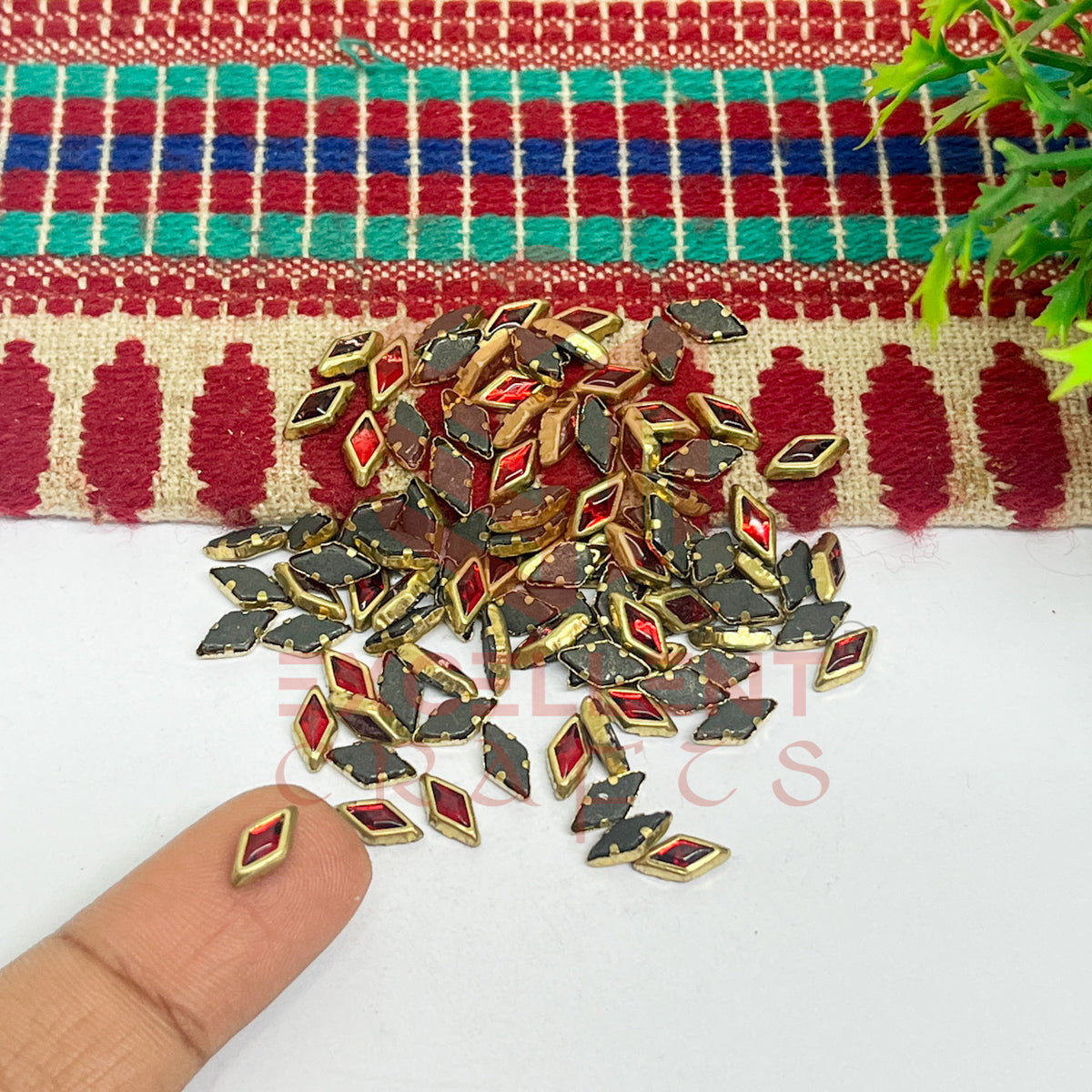 4x8mm Diamond Shape Glass Kundan Stones-100 Pcs