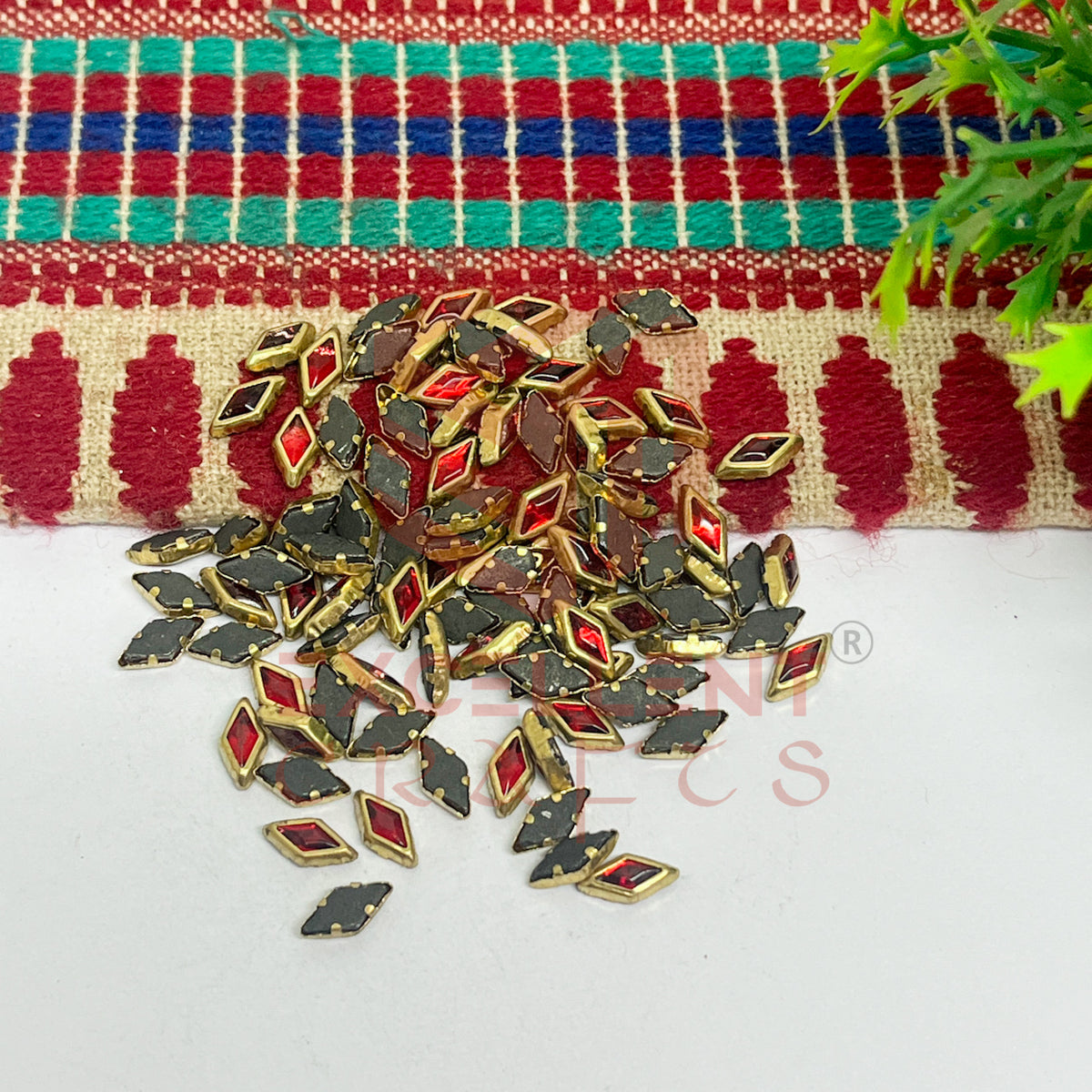 4x8mm Diamond Shape Glass Kundan Stones-100 Pcs