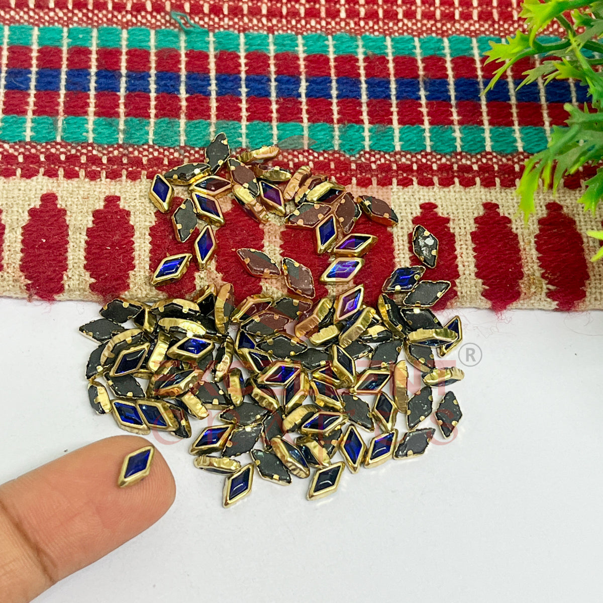 4x8mm Diamond Shape Glass Kundan Stones-100 Pcs