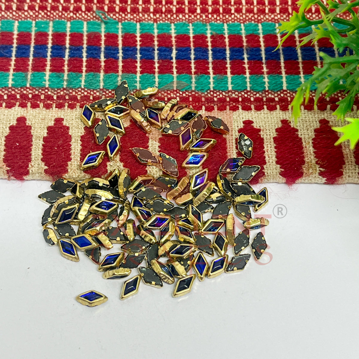 4x8mm Diamond Shape Glass Kundan Stones-100 Pcs
