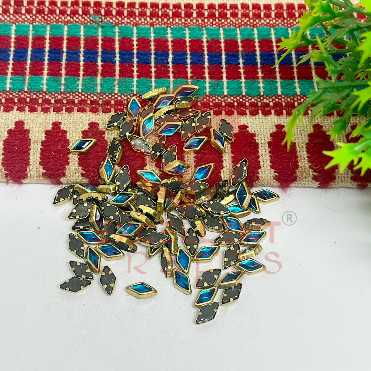 4x8mm Diamond Shape Glass Kundan Stones-100 Pcs