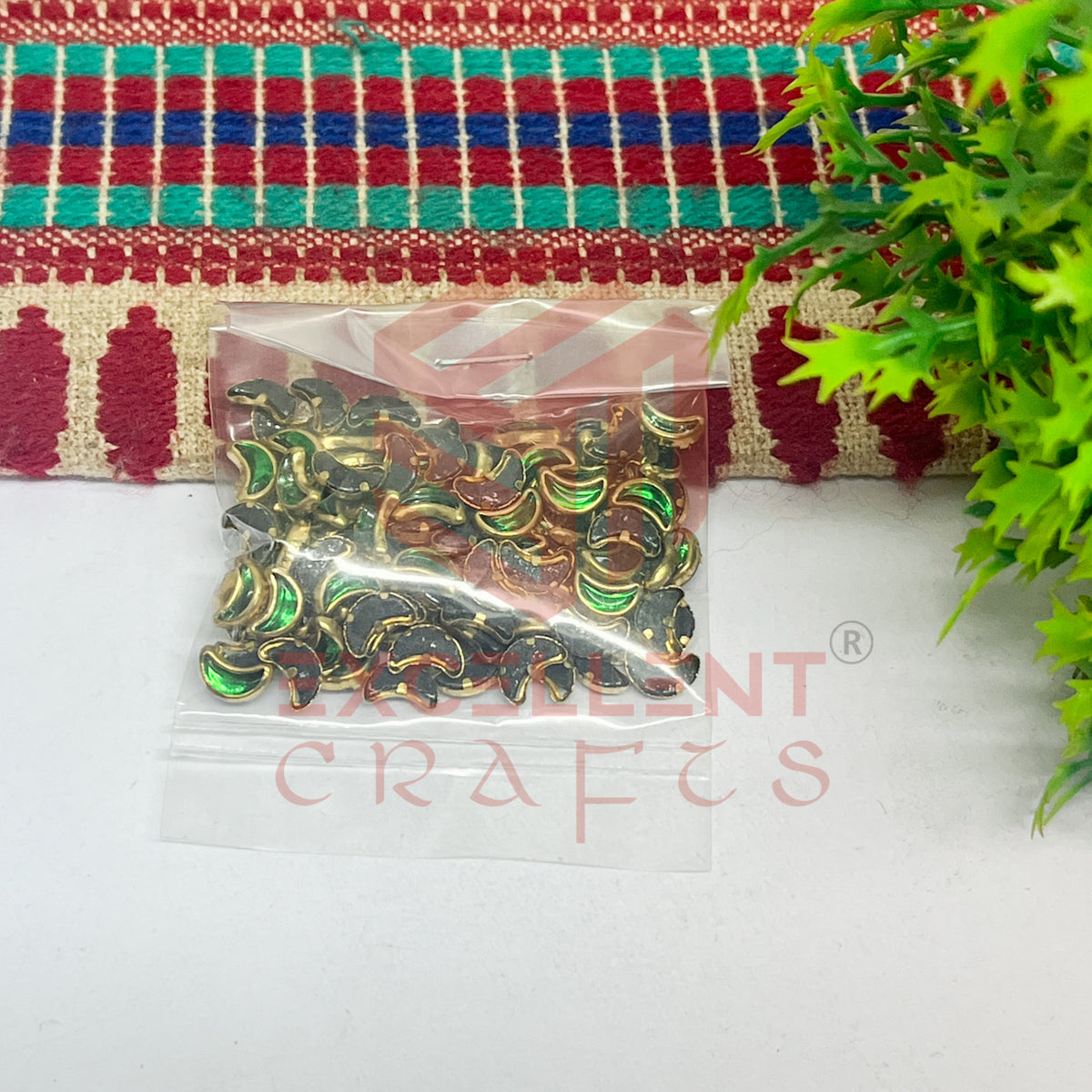 4x8mm Halfmoon Shape Glass Kundan Stones-100 Pcs