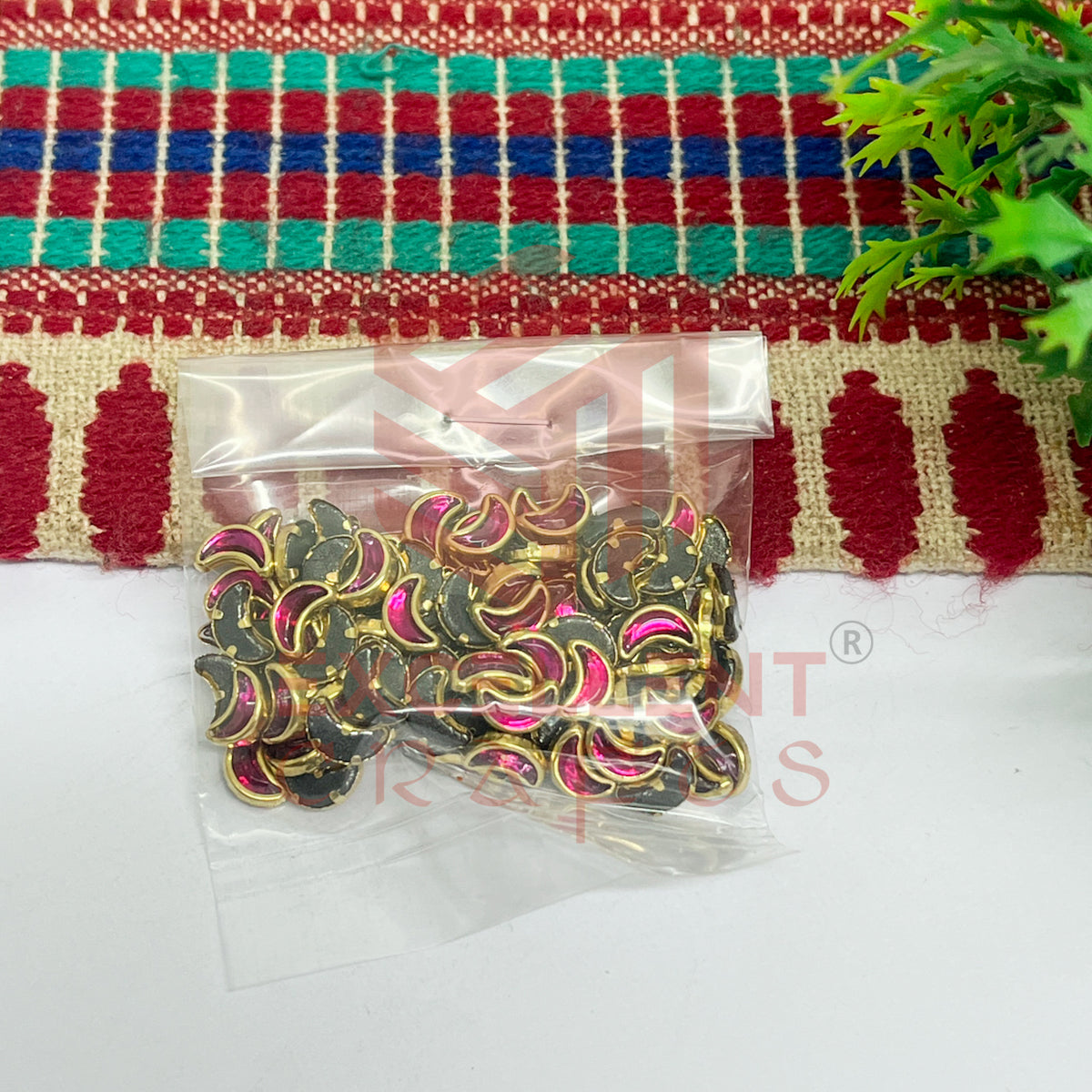 4x8mm Halfmoon Shape Glass Kundan Stones-100 Pcs