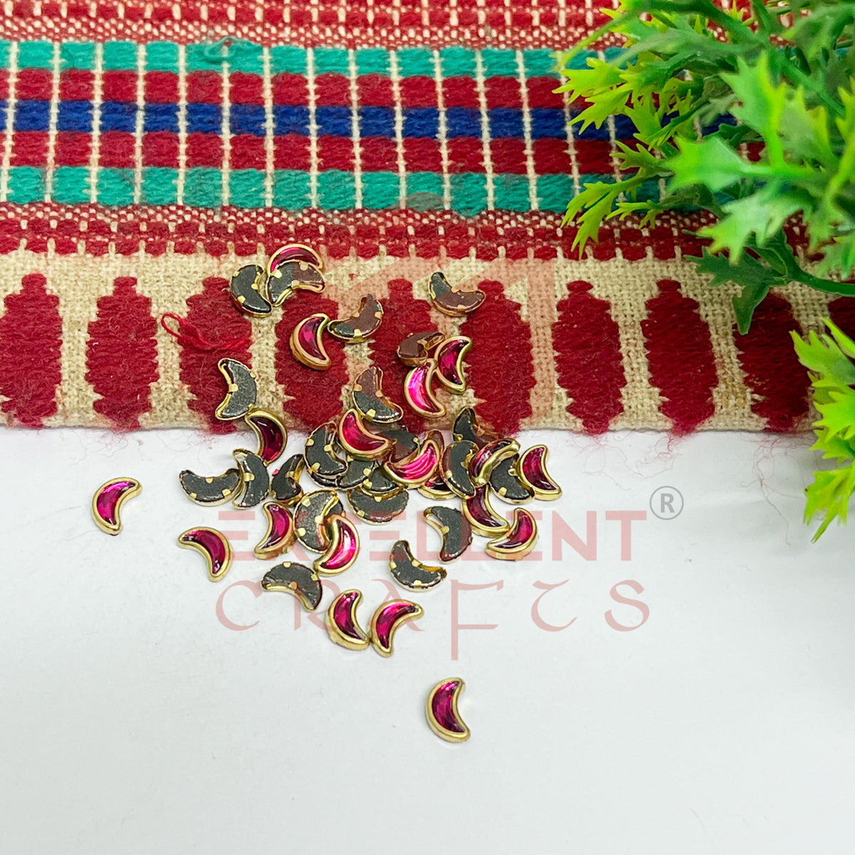 4x8mm Halfmoon Shape Glass Kundan Stones-100 Pcs