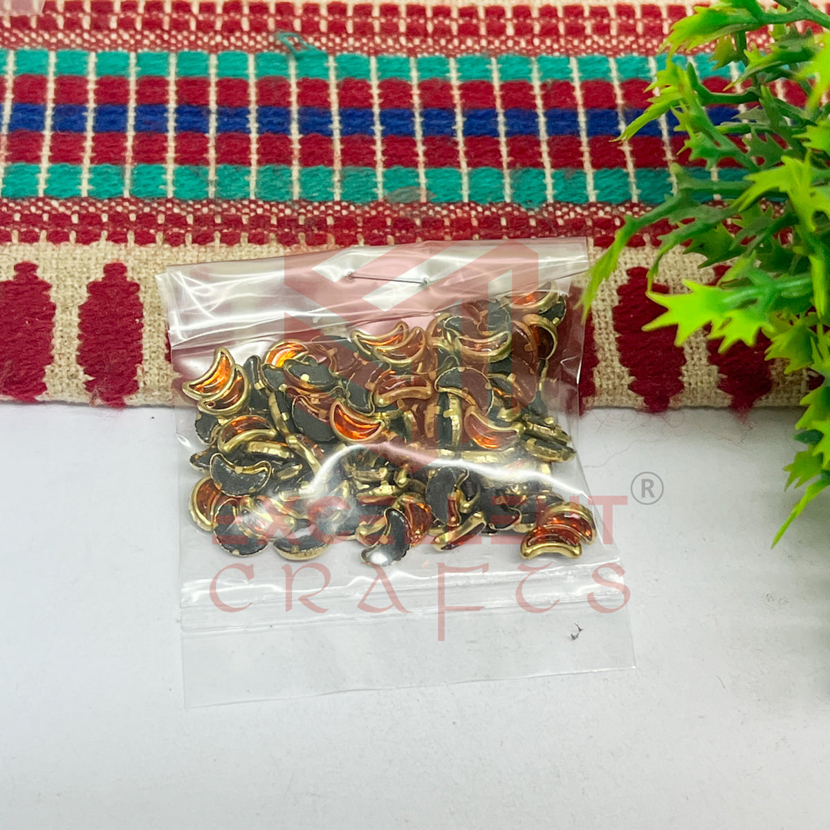 4x8mm Halfmoon Shape Glass Kundan Stones-100 Pcs
