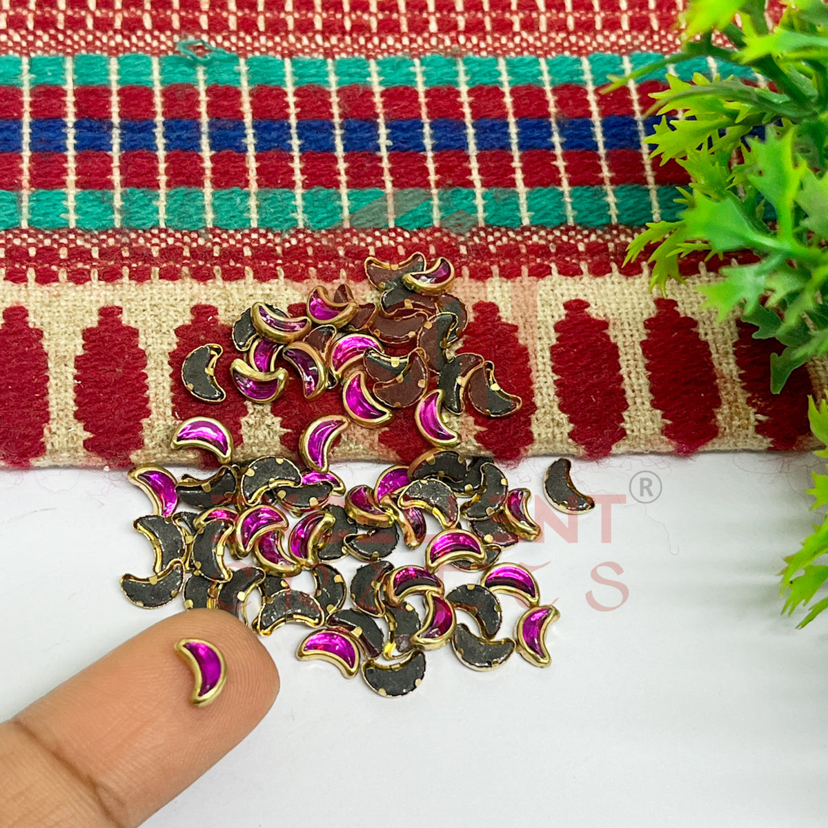 4x8mm Halfmoon Shape Glass Kundan Stones-100 Pcs