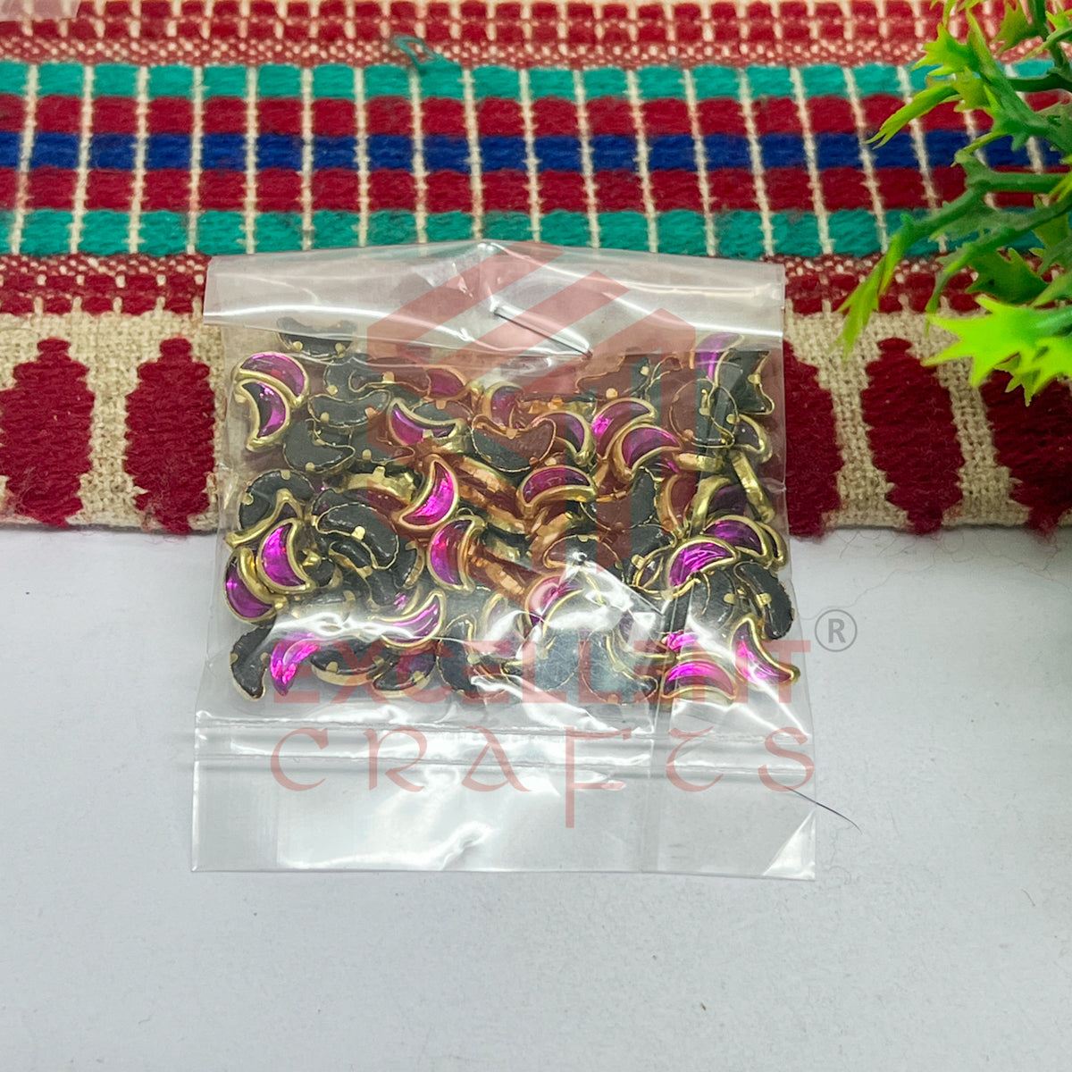 4x8mm Halfmoon Shape Glass Kundan Stones-100 Pcs
