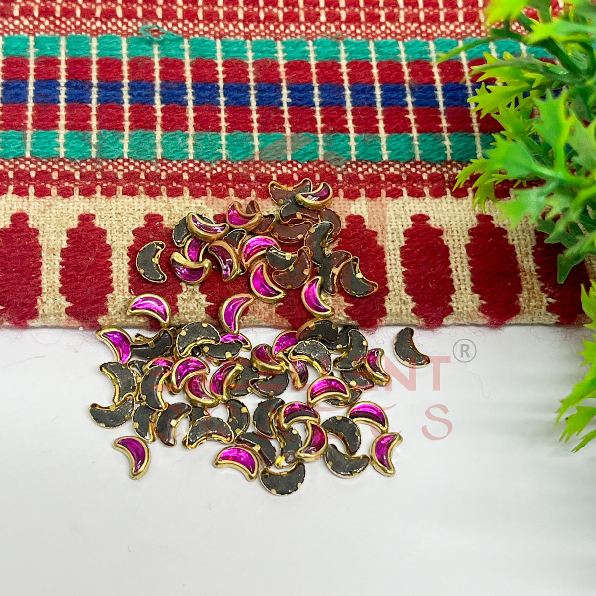 4x8mm Halfmoon Shape Glass Kundan Stones-100 Pcs