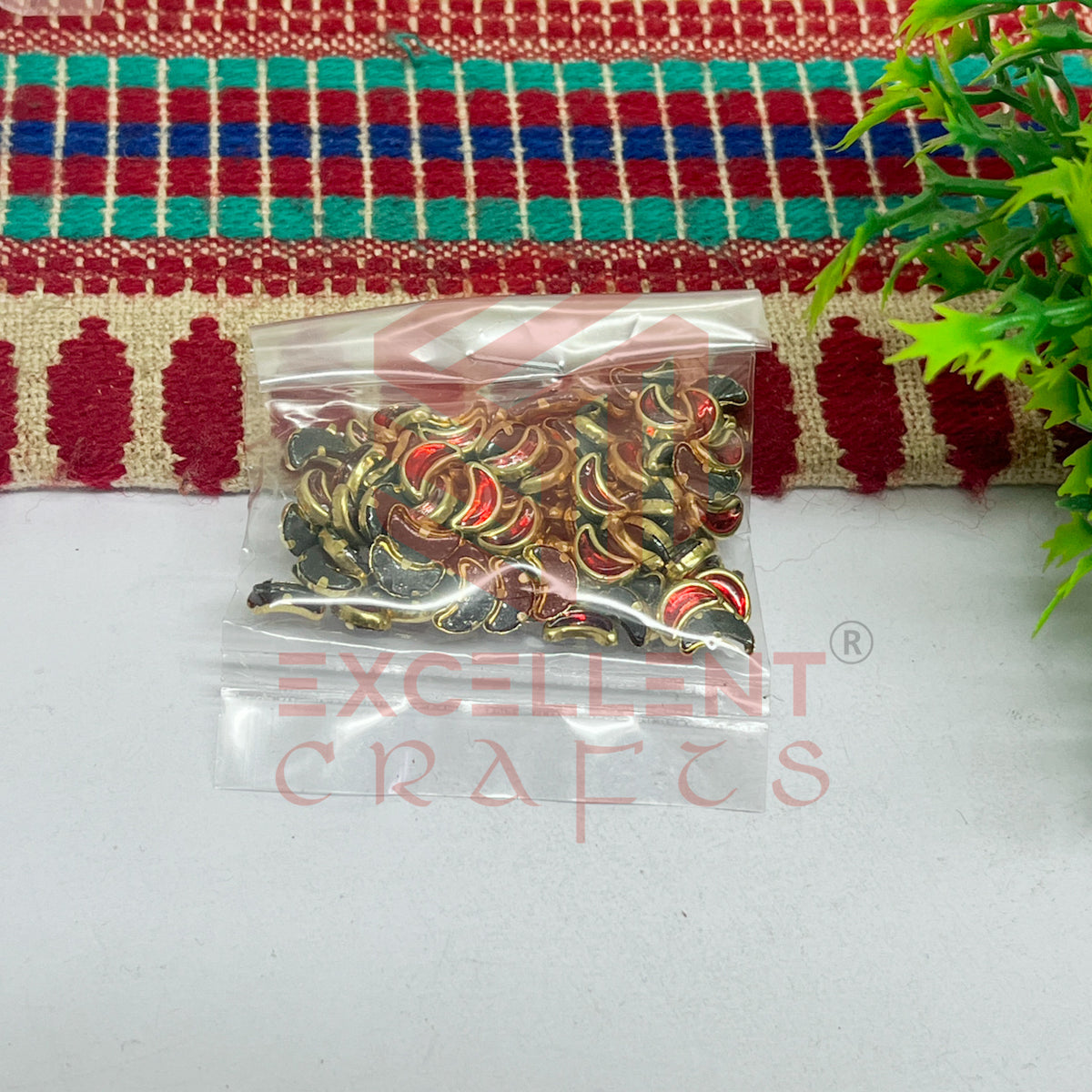 4x8mm Halfmoon Shape Glass Kundan Stones-100 Pcs