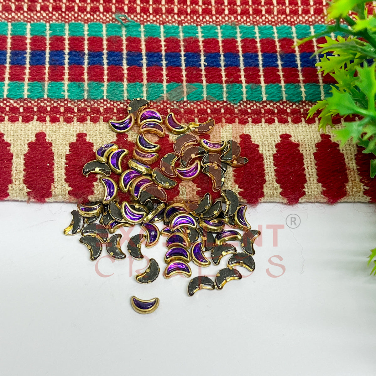 4x8mm Halfmoon Shape Glass Kundan Stones-100 Pcs