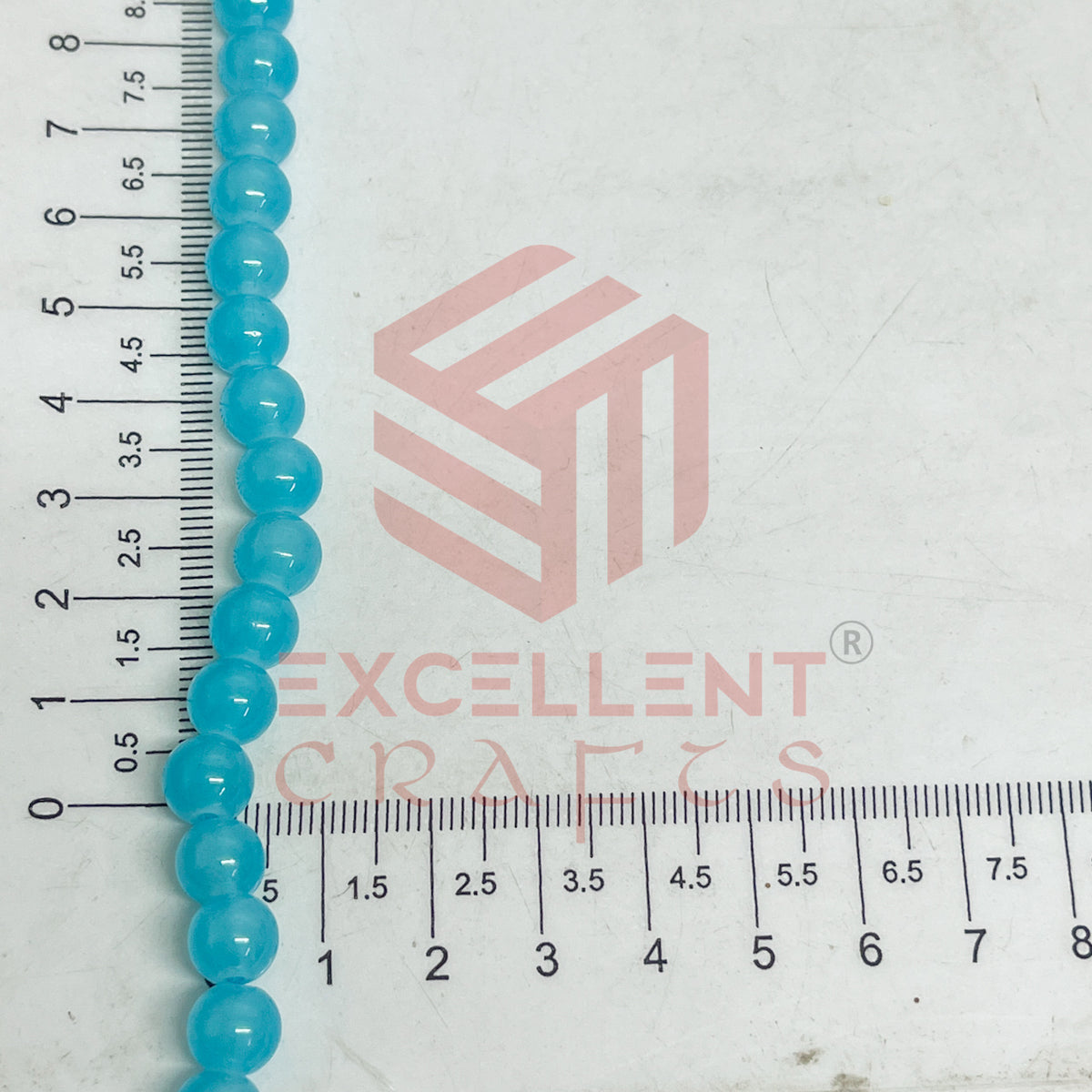 8mm Round Glass Beads- 1 Line
