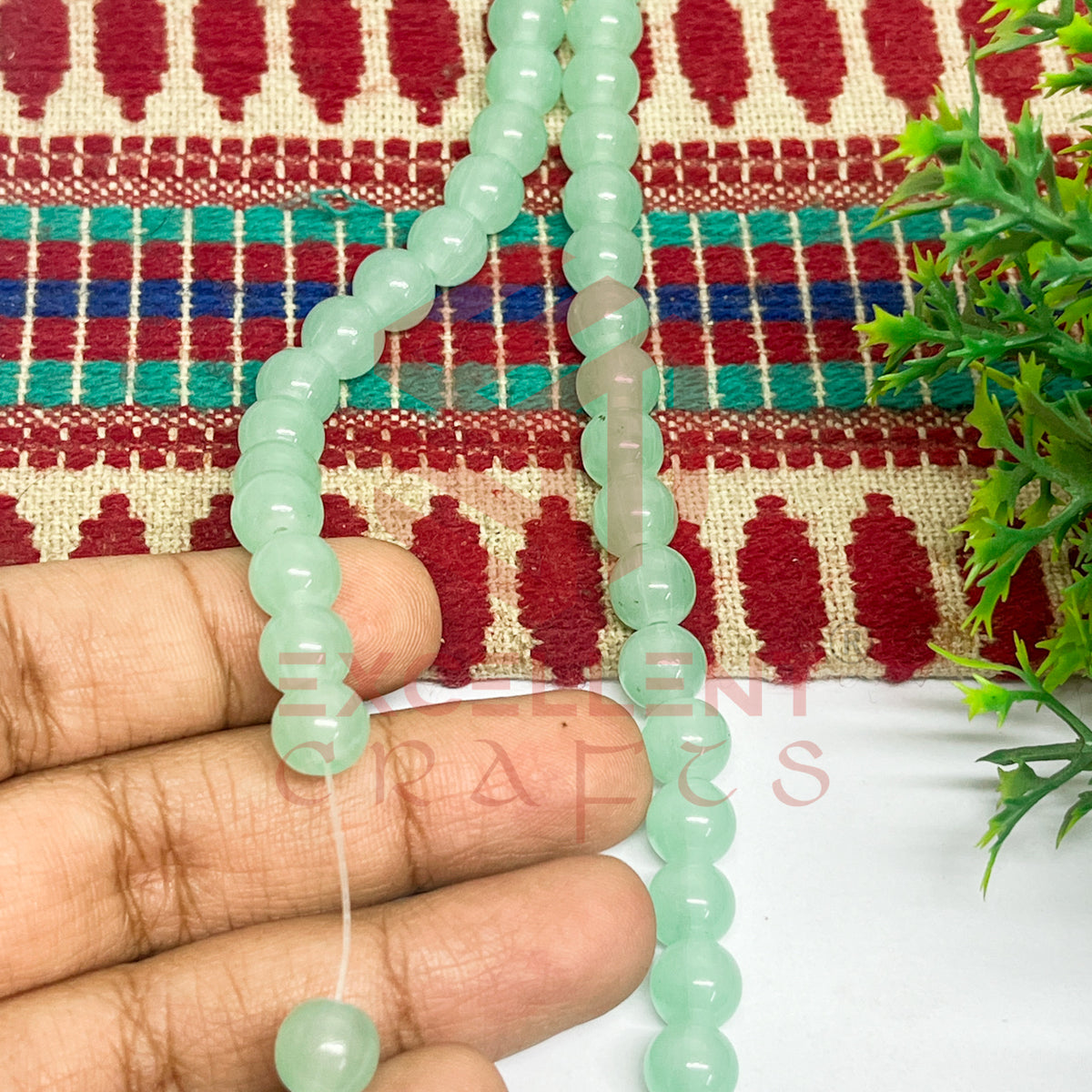 8mm Round Glass Beads- 1 Line