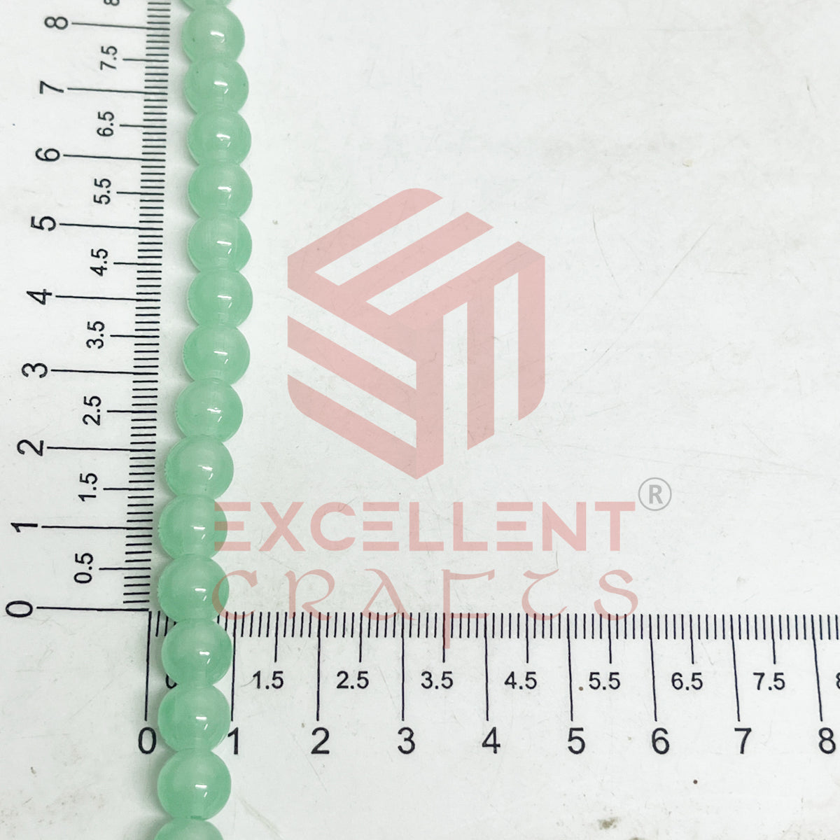 8mm Round Glass Beads- 1 Line