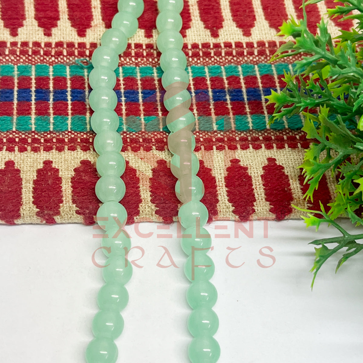 8mm Round Glass Beads- 1 Line