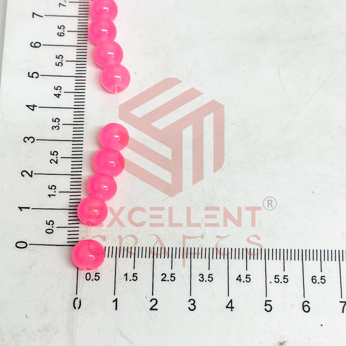 8mm Round Glass Beads- 1 Line