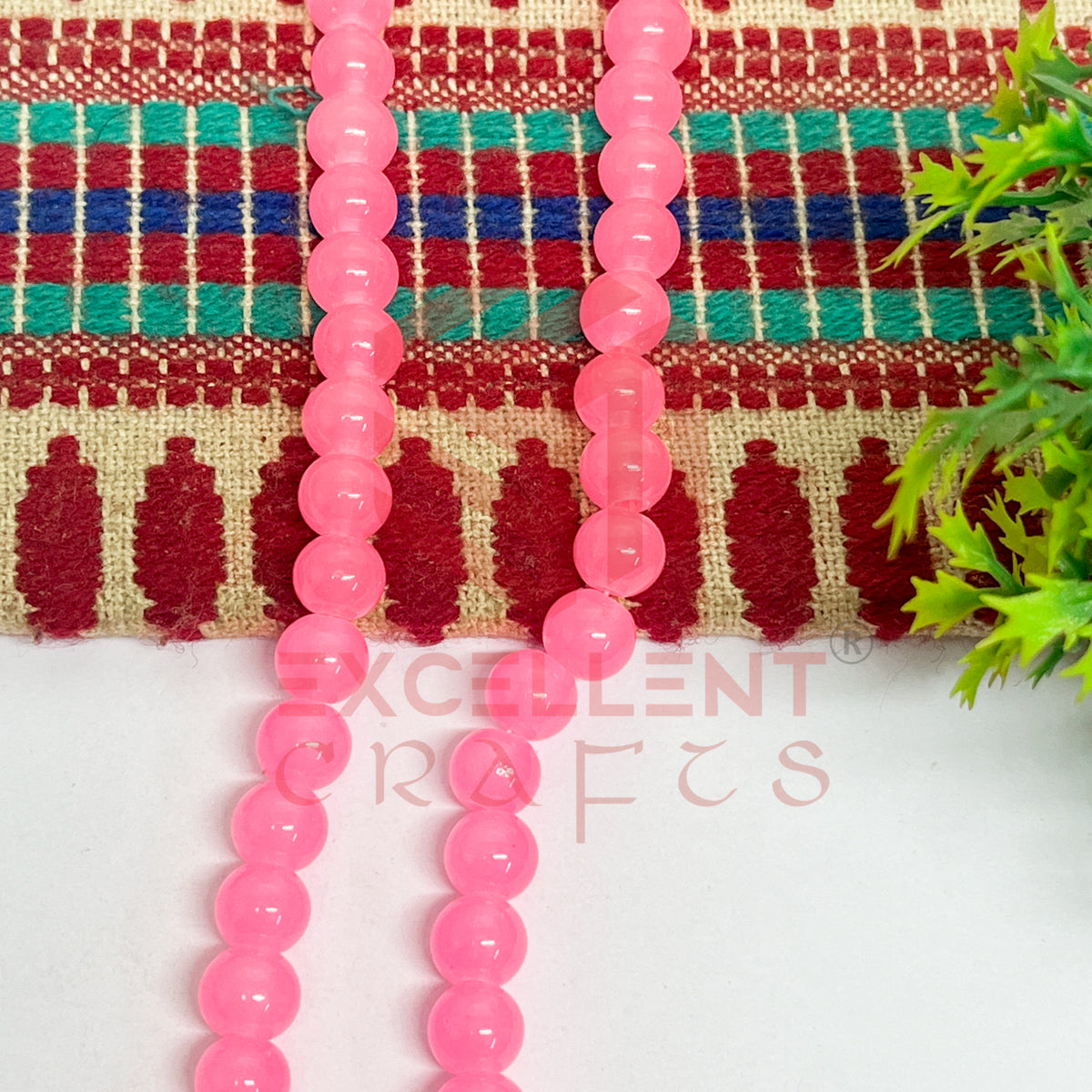 8mm Round Glass Beads- 1 Line