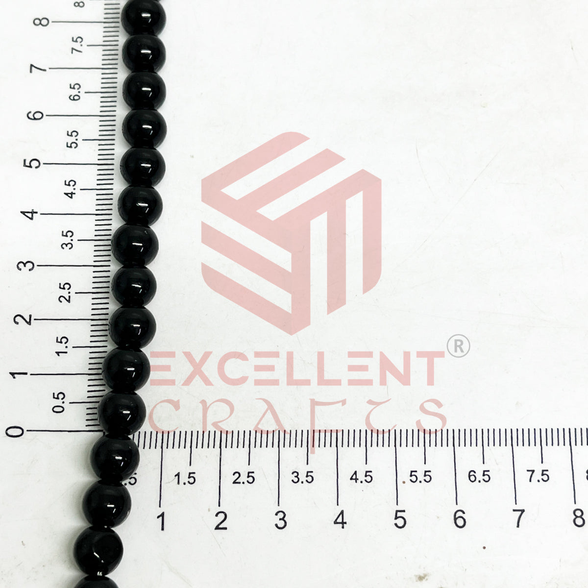8mm Round Glass Beads- 1 Line