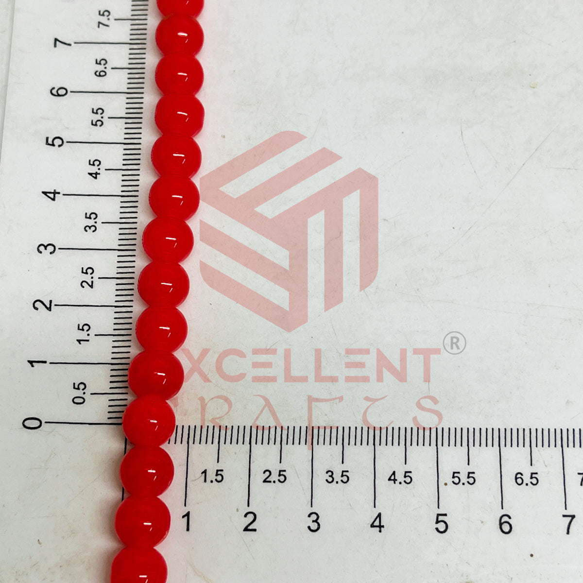 8mm Round Glass Beads- 1 Line