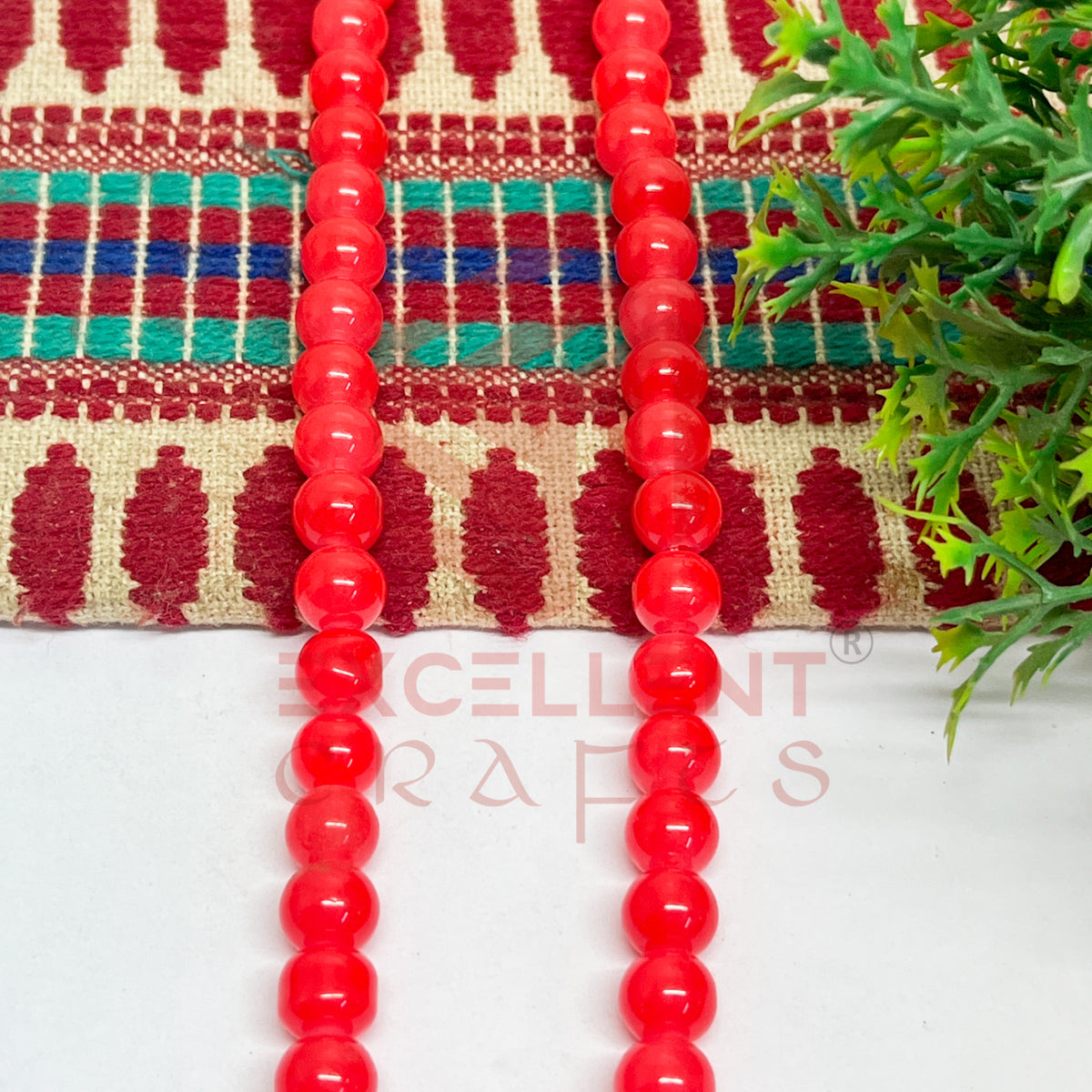 8mm Round Glass Beads- 1 Line