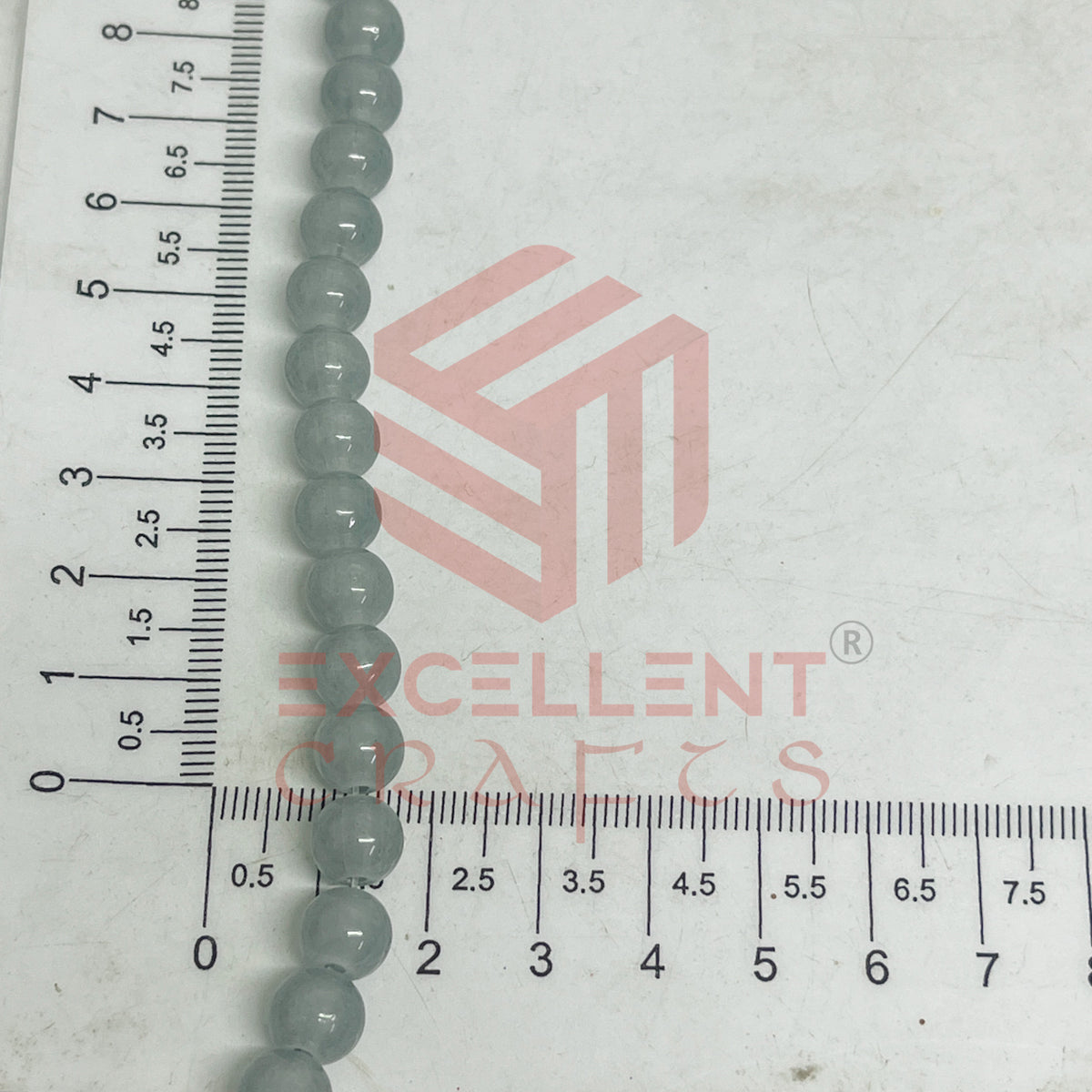8mm Round Glass Beads- 1 Line