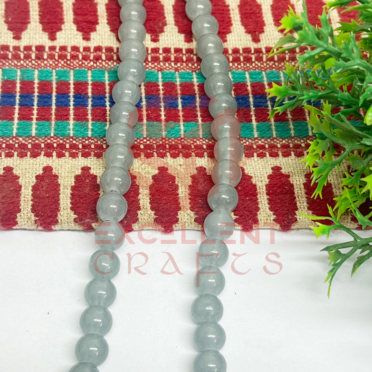 8mm Round Glass Beads- 1 Line