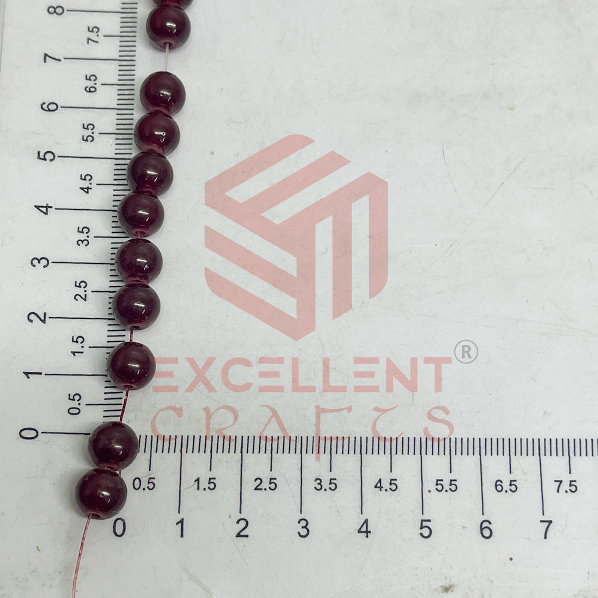 8mm Round Glass Beads- 1 Line