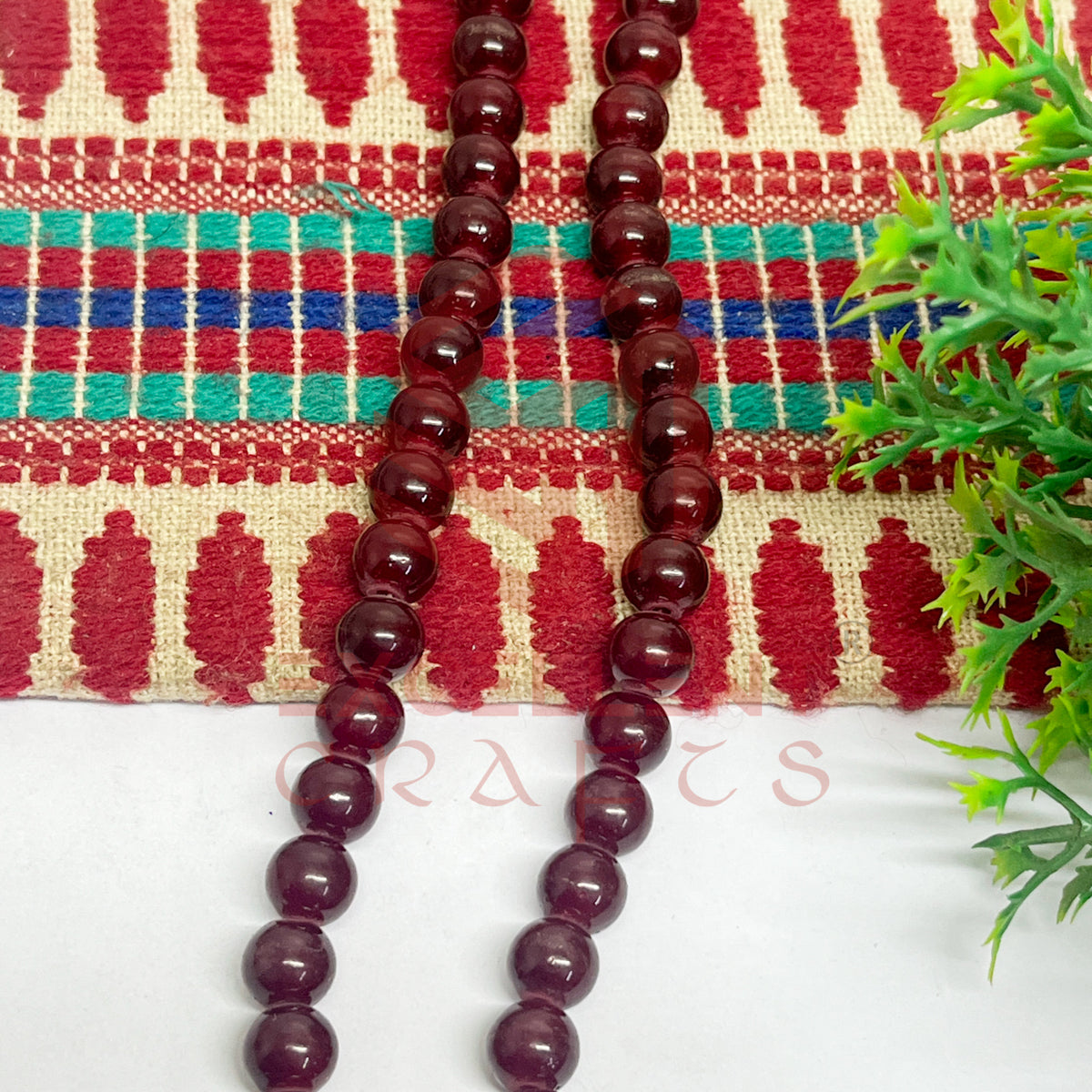 8mm Round Glass Beads- 1 Line