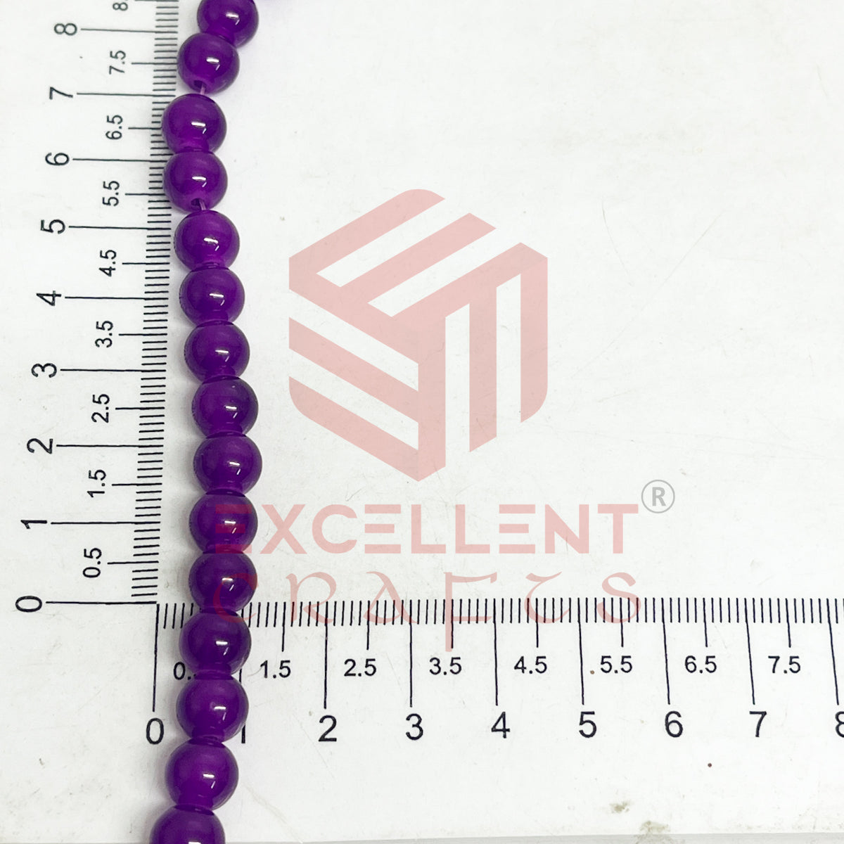 8mm Round Glass Beads- 1 Line