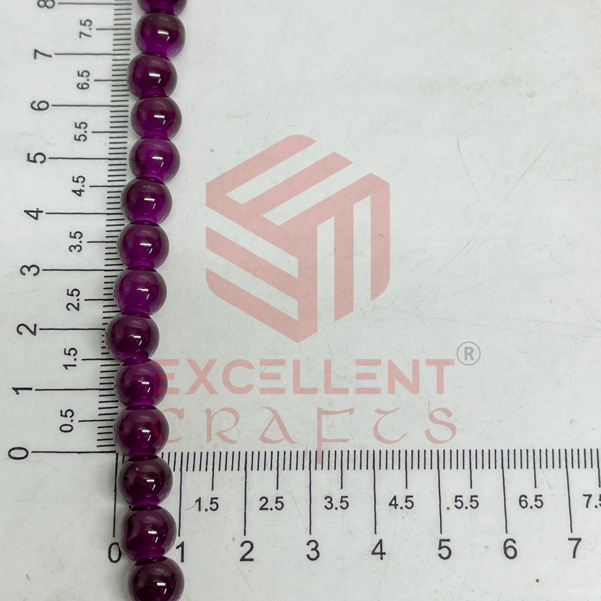 8mm Round Glass Beads- 1 Line