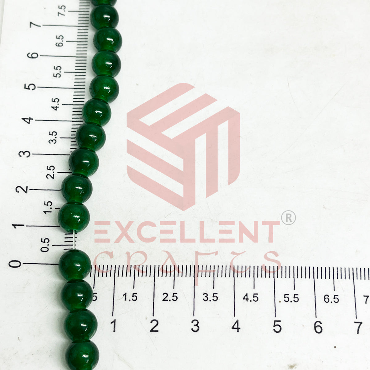 8mm Round Glass Beads- 1 Line