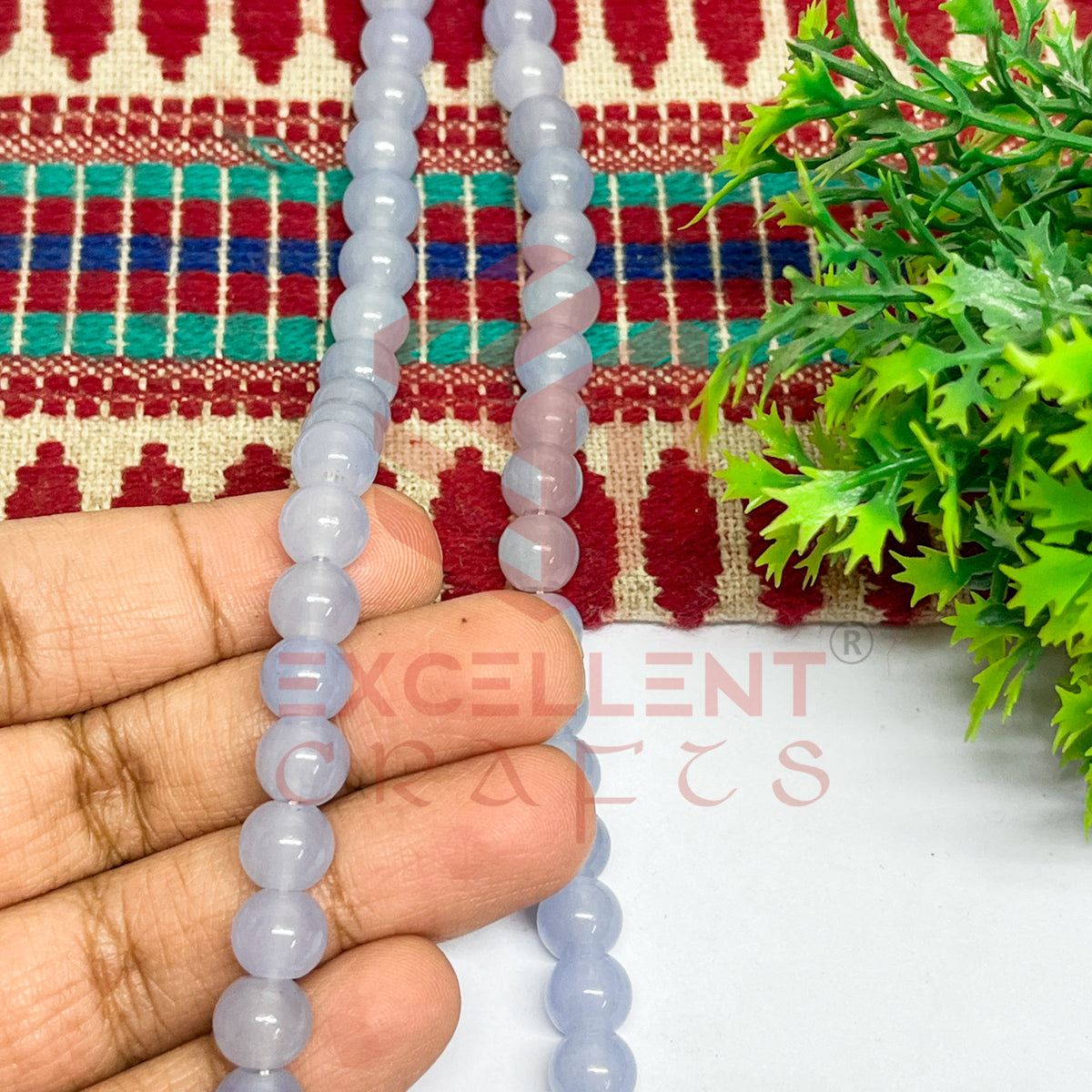 8mm Round Glass Beads- 1 Line