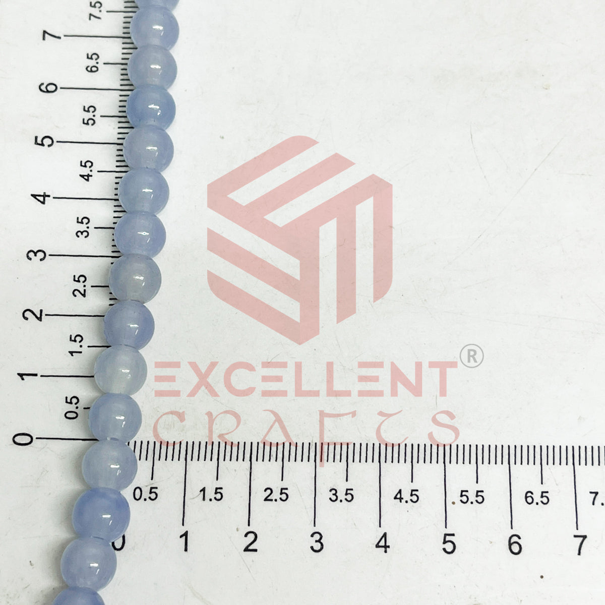 8mm Round Glass Beads- 1 Line