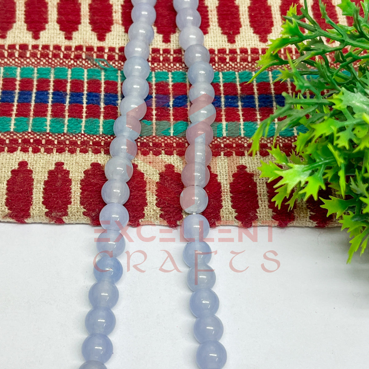 8mm Round Glass Beads- 1 Line