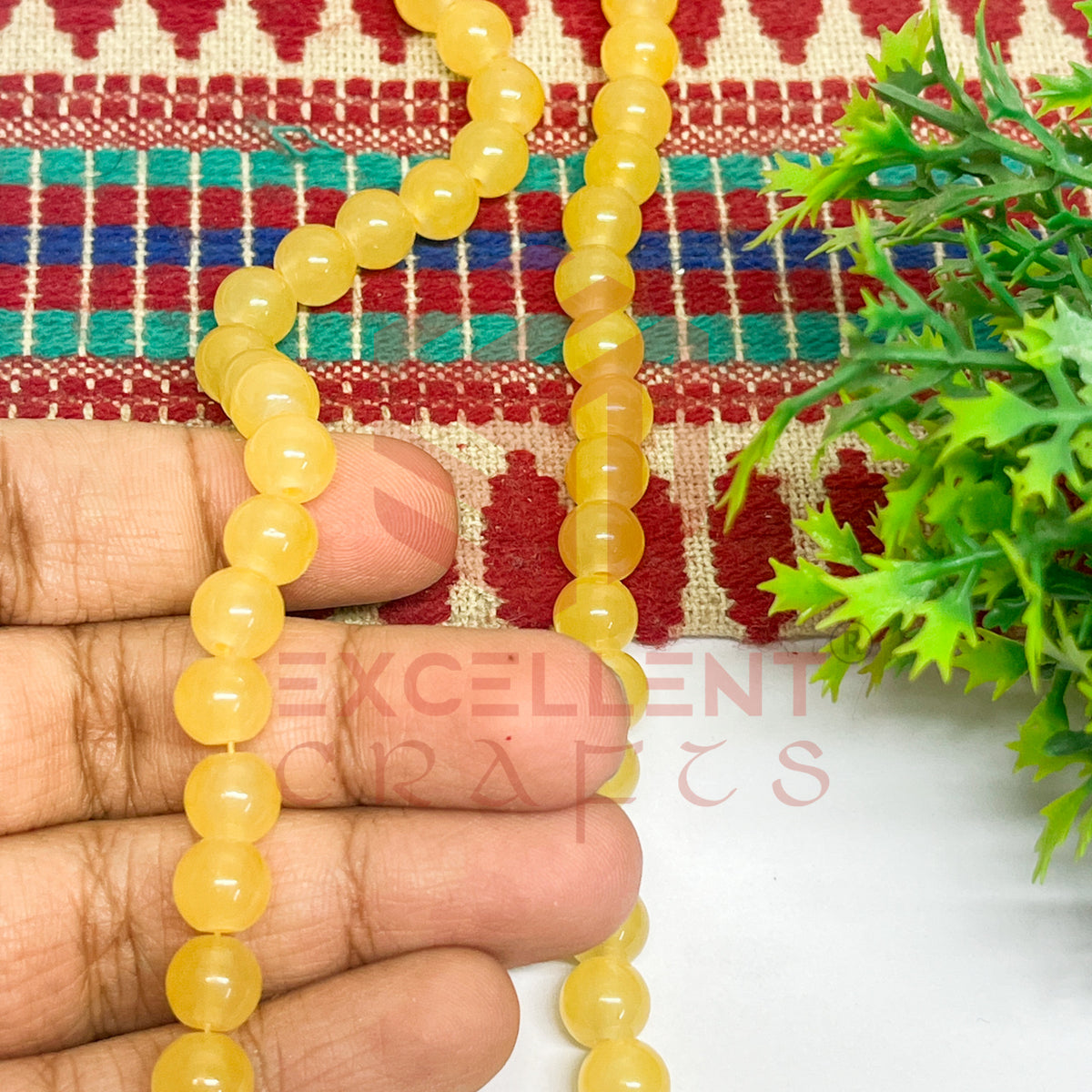 8mm Round Glass Beads- 1 Line