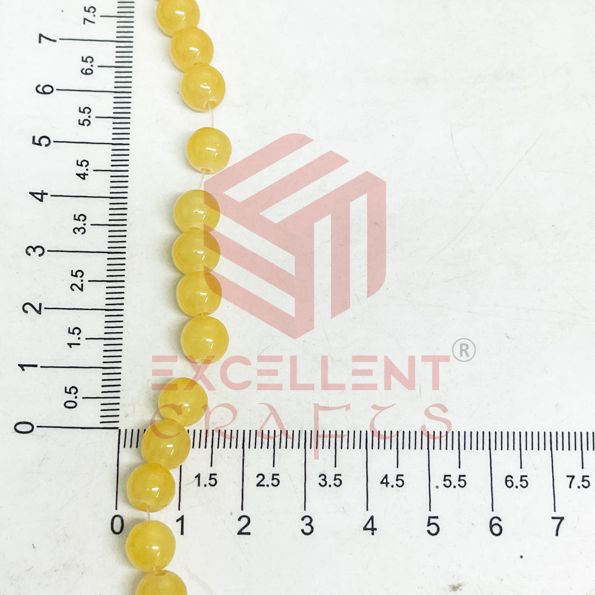 8mm Round Glass Beads- 1 Line