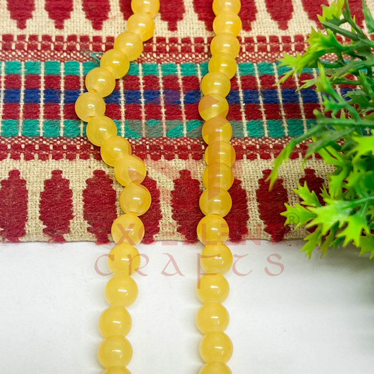 8mm Round Glass Beads- 1 Line