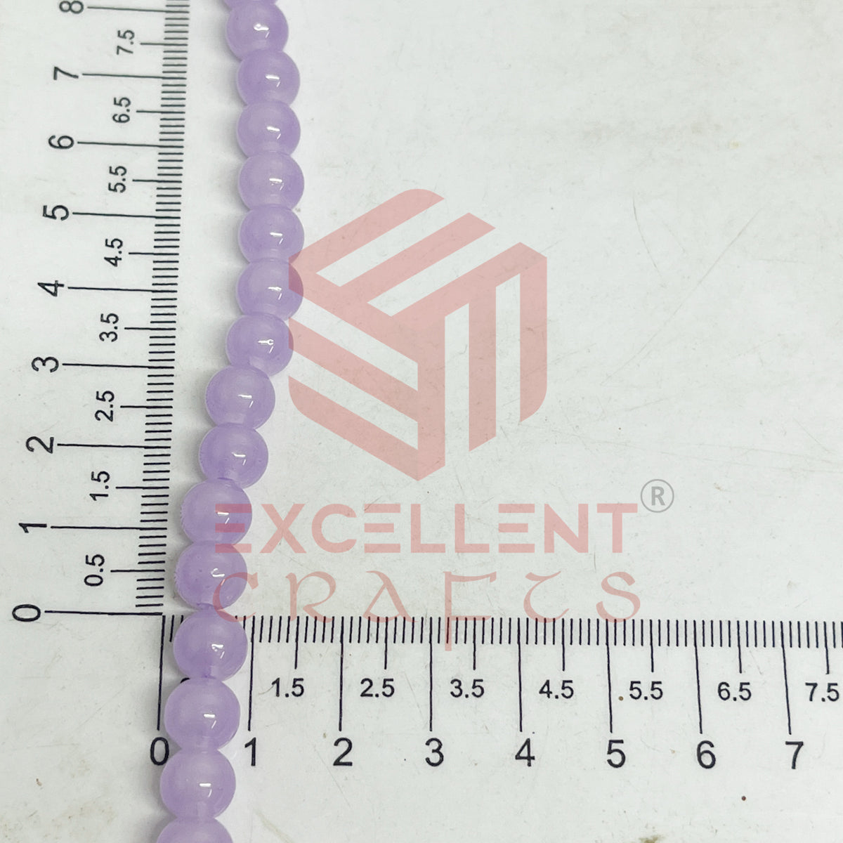 8mm Round Glass Beads- 1 Line
