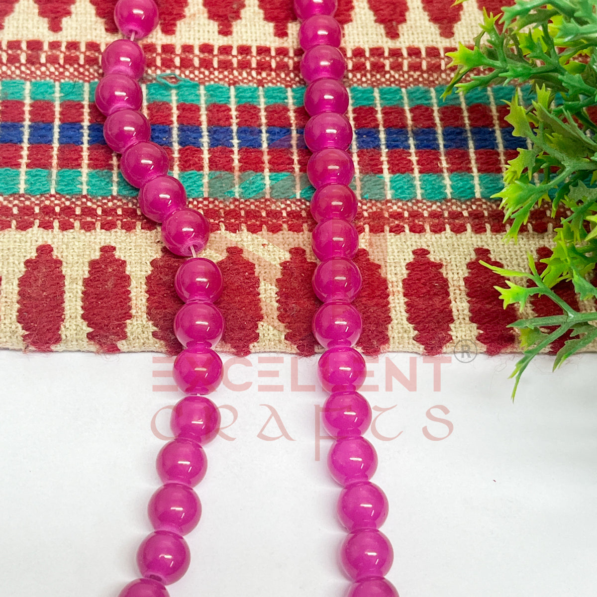 8mm Round Glass Beads- 1 Line