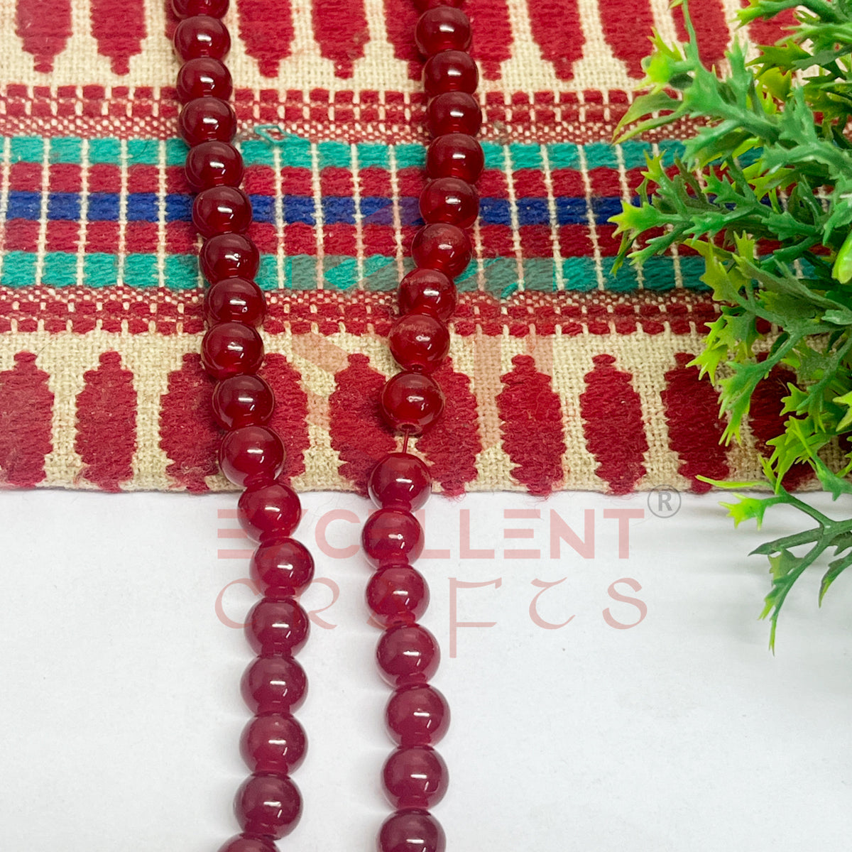 8mm Round Glass Beads- 1 Line