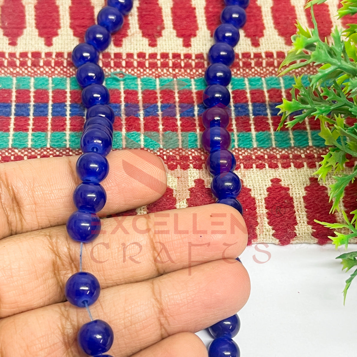 8mm Round Glass Beads- 1 Line