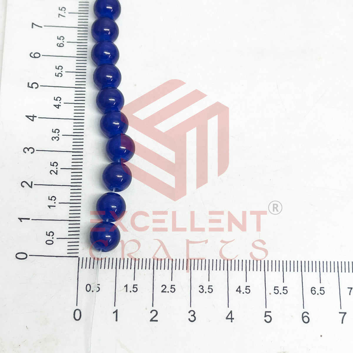 8mm Round Glass Beads- 1 Line