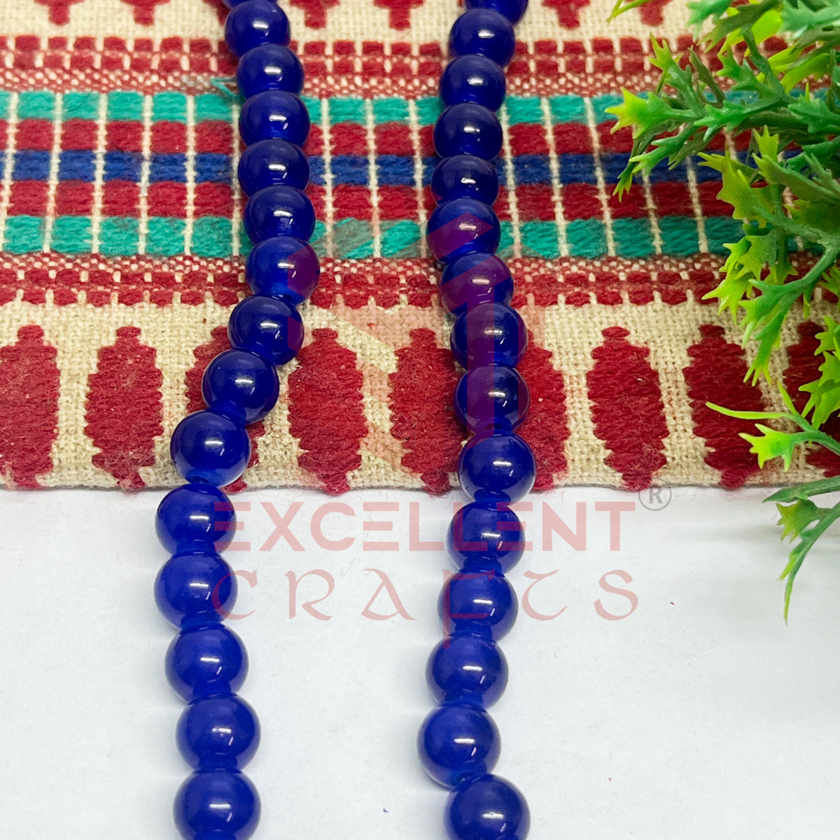8mm Round Glass Beads- 1 Line