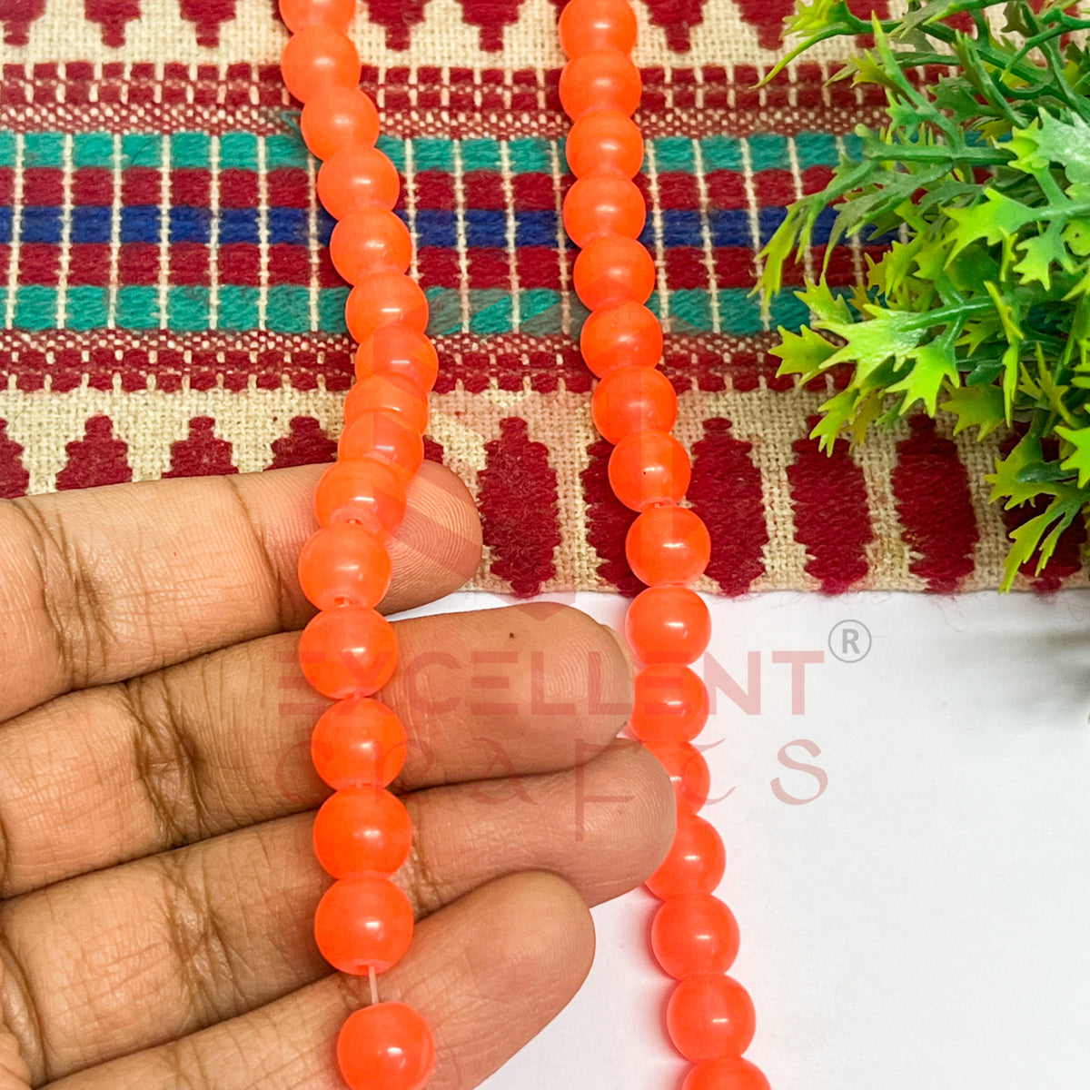 8mm Round Glass Beads- 1 Line