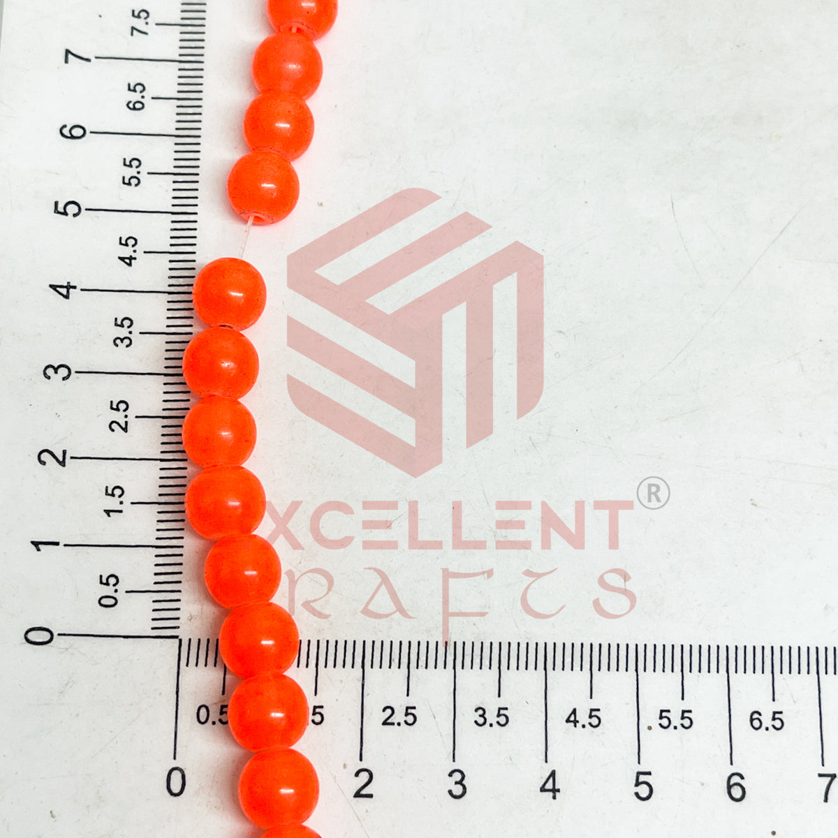 8mm Round Glass Beads- 1 Line