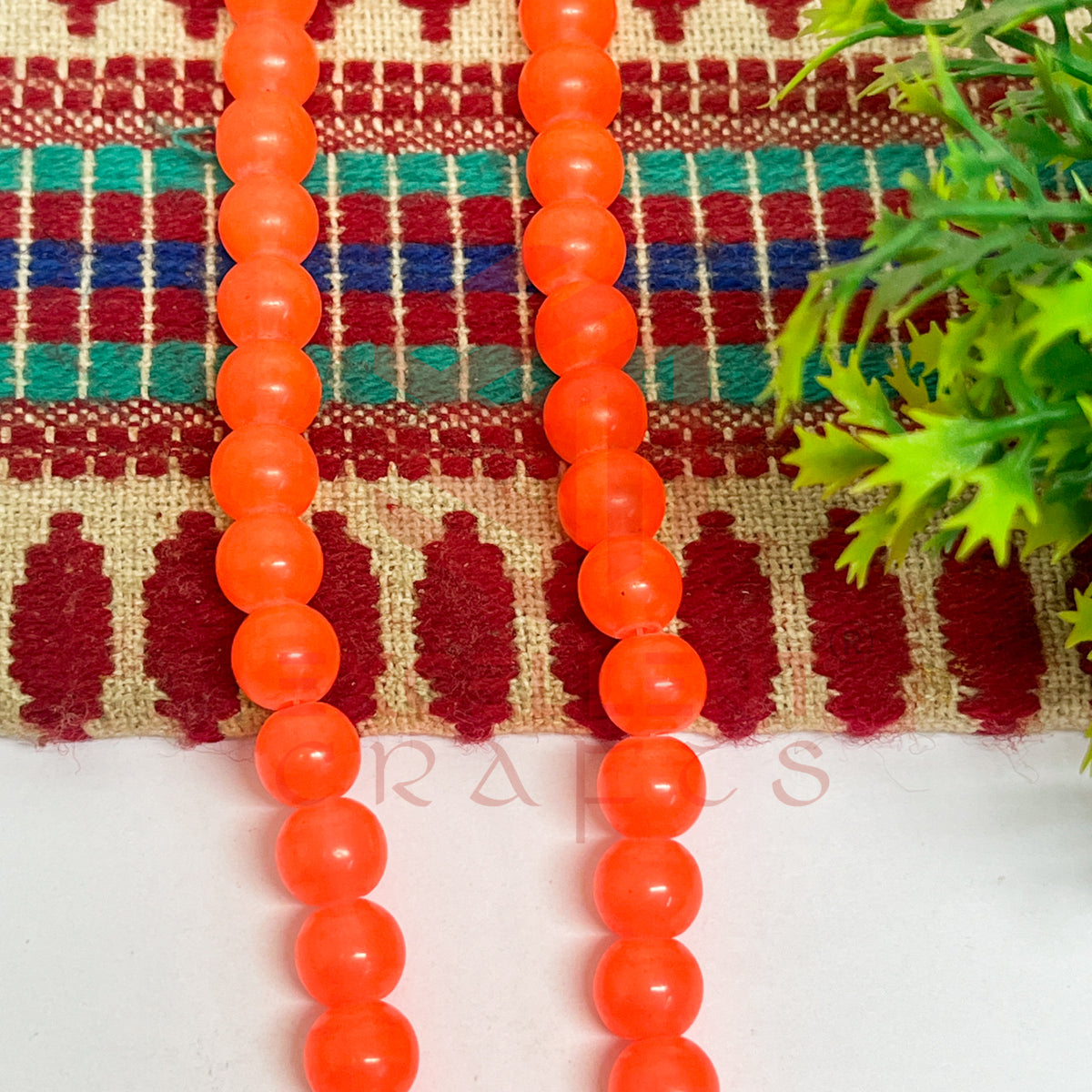 8mm Round Glass Beads- 1 Line
