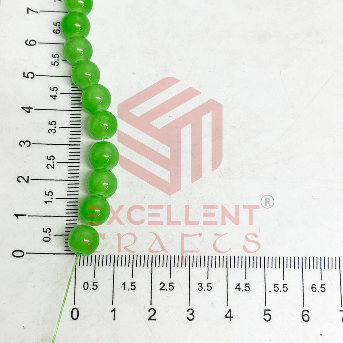 8mm Round Glass Beads- 1 Line