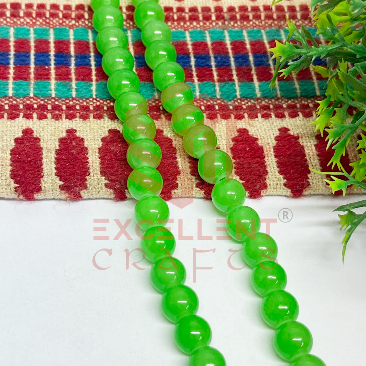 8mm Round Glass Beads- 1 Line