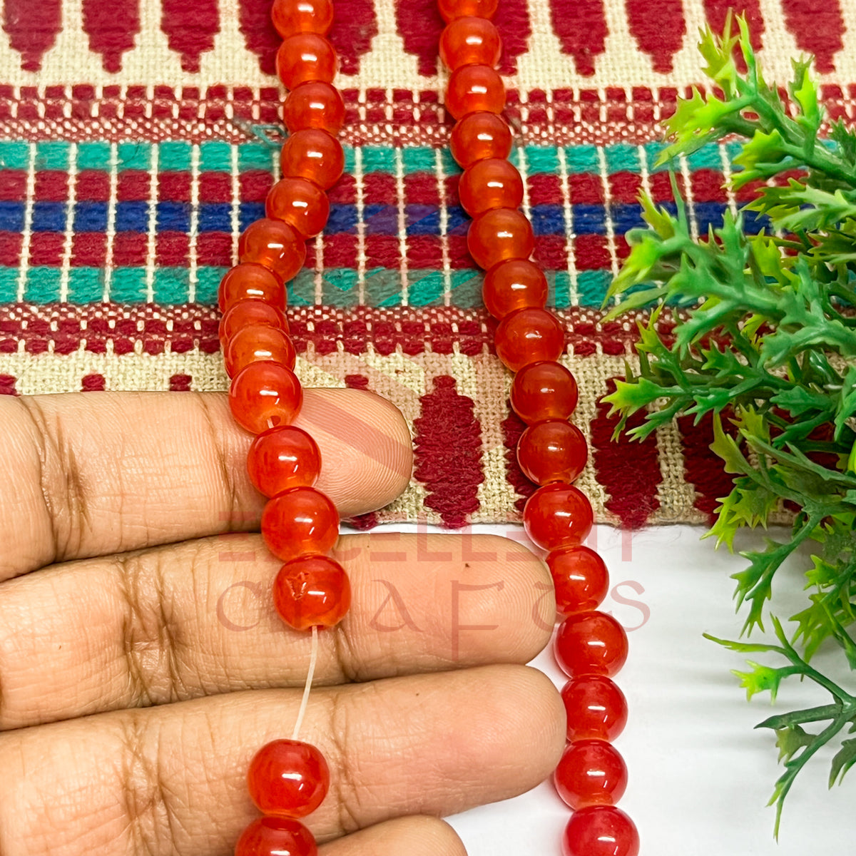 8mm Round Glass Beads- 1 Line