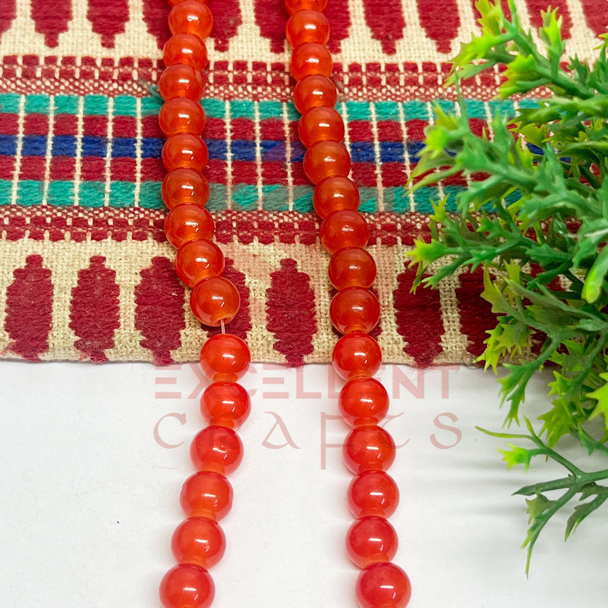 8mm Round Glass Beads- 1 Line
